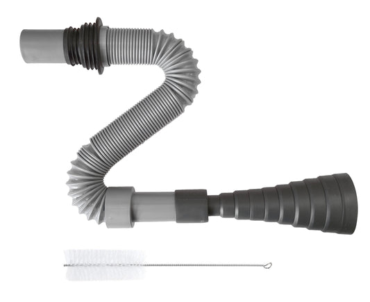 Flexible Convoluted Waste Pipe with Cone Adaptor, Black Storage Bag & Brush
