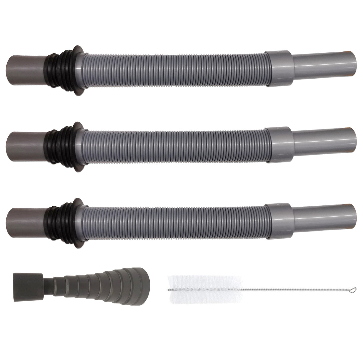 Flexible Convoluted Waste Pipe with Cone Adaptor & Brush
