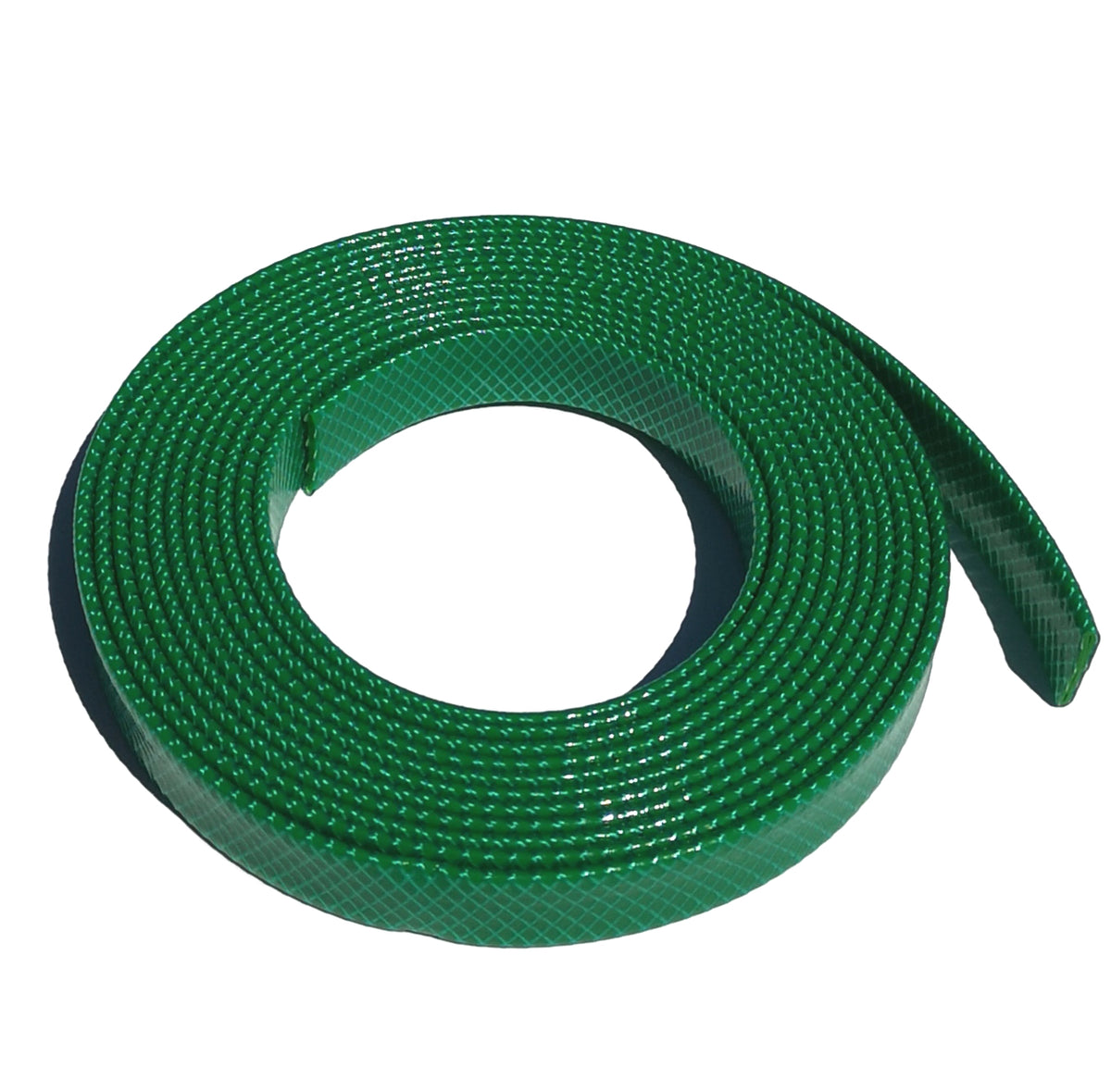 A coiled green textured strap or band, shown on a plain white background.
