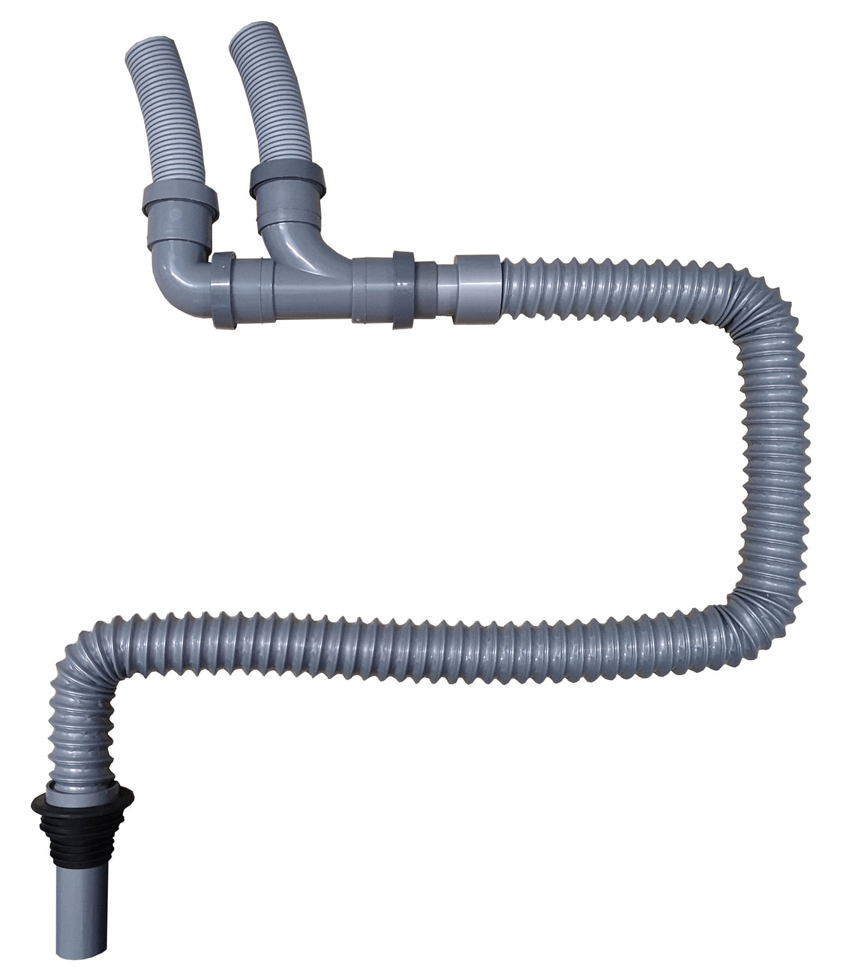 Double Waste Outlet with Flexible Convoluted Pipe