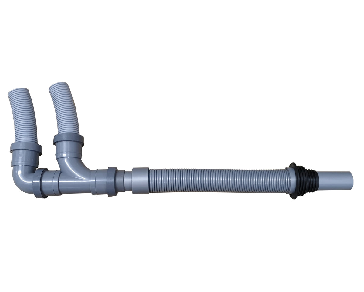Double Waste Outlet with Flexible Convoluted Pipe