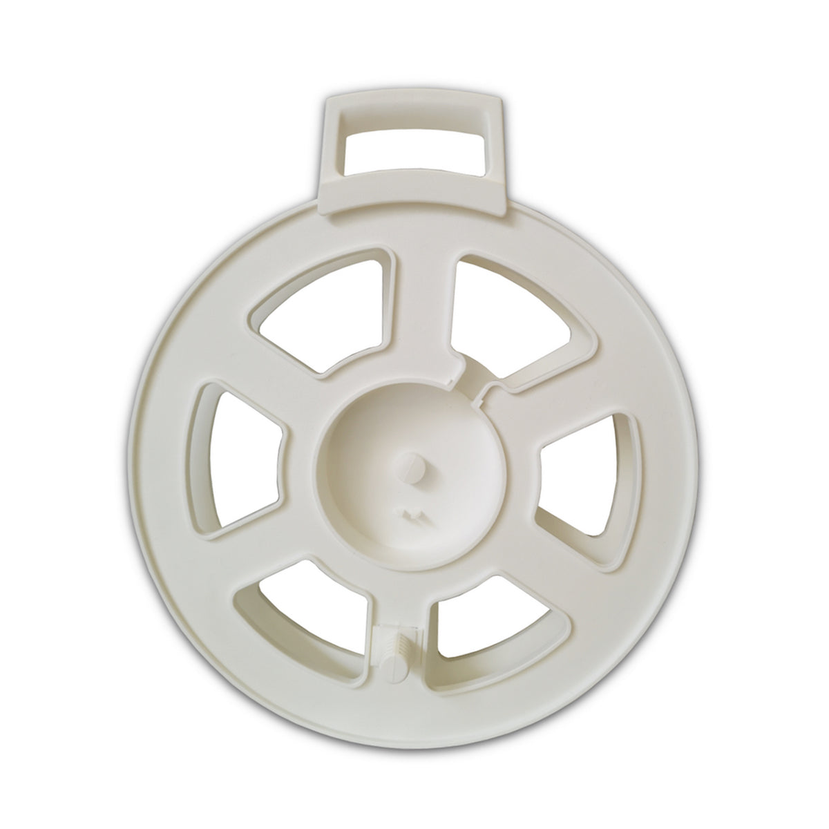 Layflat Hose Pipe with Quick Connect Fittings on Large White Reel